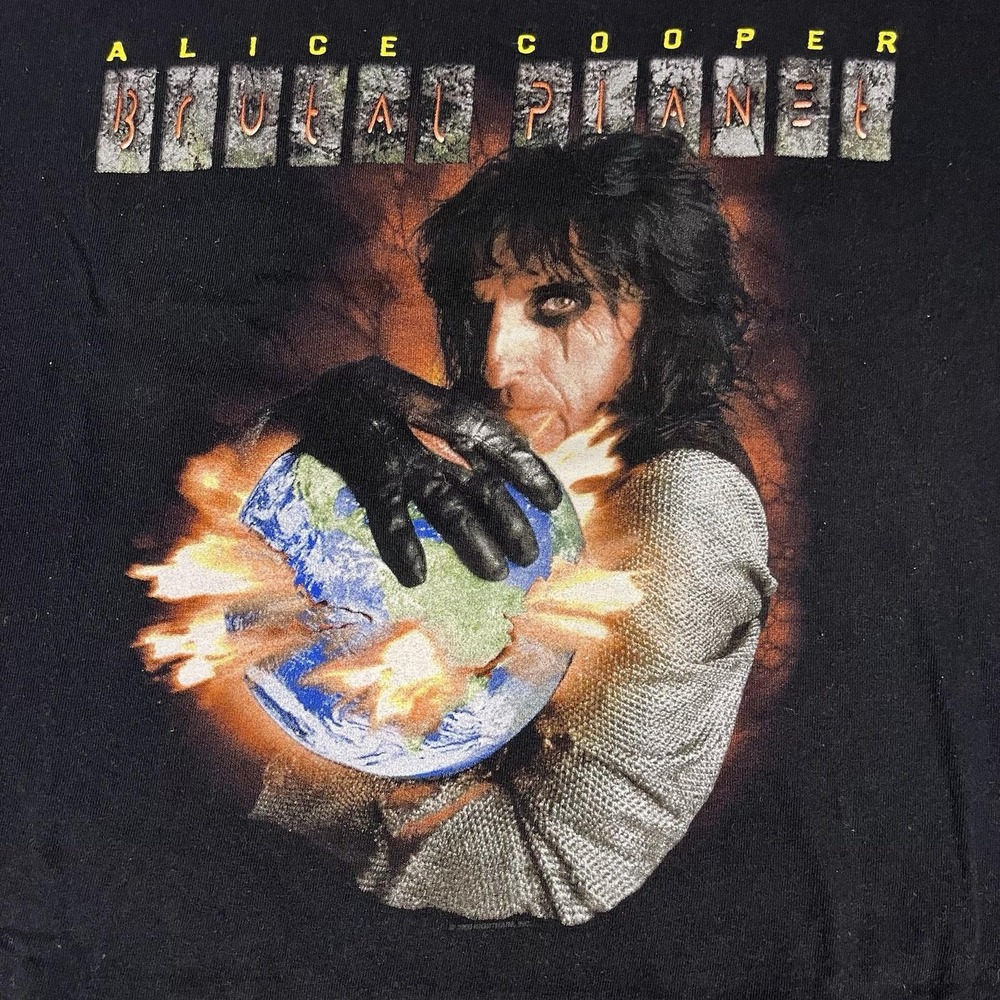 Vintage Alice Cooper Brutal Planet 2000 Tour Shirt Mens Black Graphic Tee XL - Picture 2 of 9